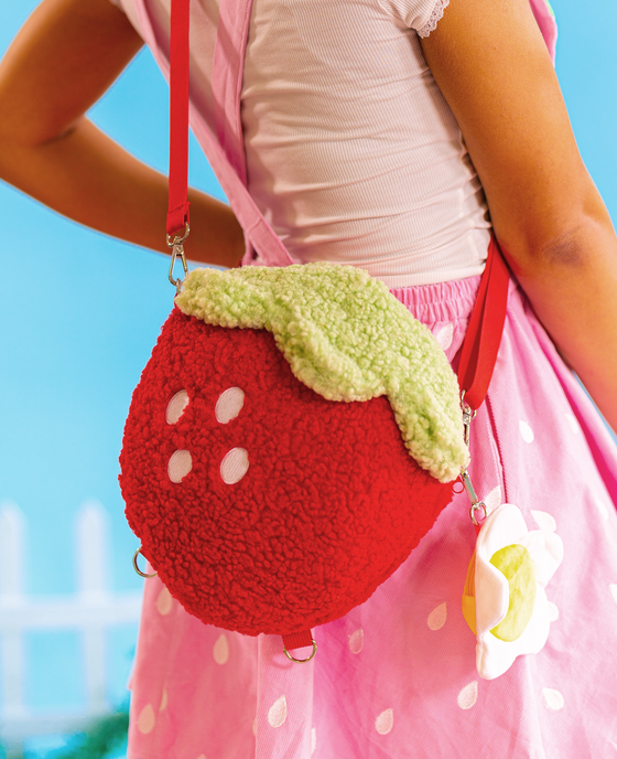Red Plush Strawberry Pochette Bag