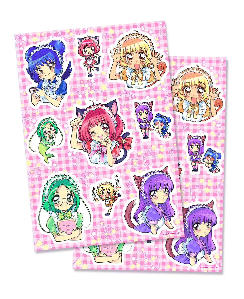 Cafe Mew Mew Sticker Sheets (Set of 2) – Ocean In Space