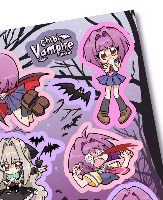 Chibi Vampire Karin Sticker Sheets (Set of 2)