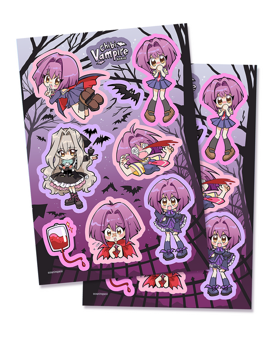 Chibi Vampire Karin Sticker Sheets (Set of 2)