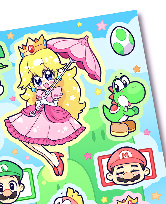 Princess Peach Sticker Sheet (Set of 2)