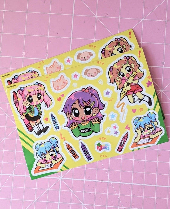 Crayon Girls Sticker Sheets (Set of 2)